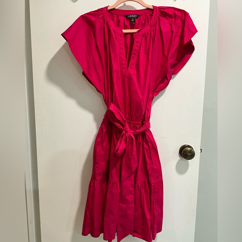 Belted Cotton Blend Dress